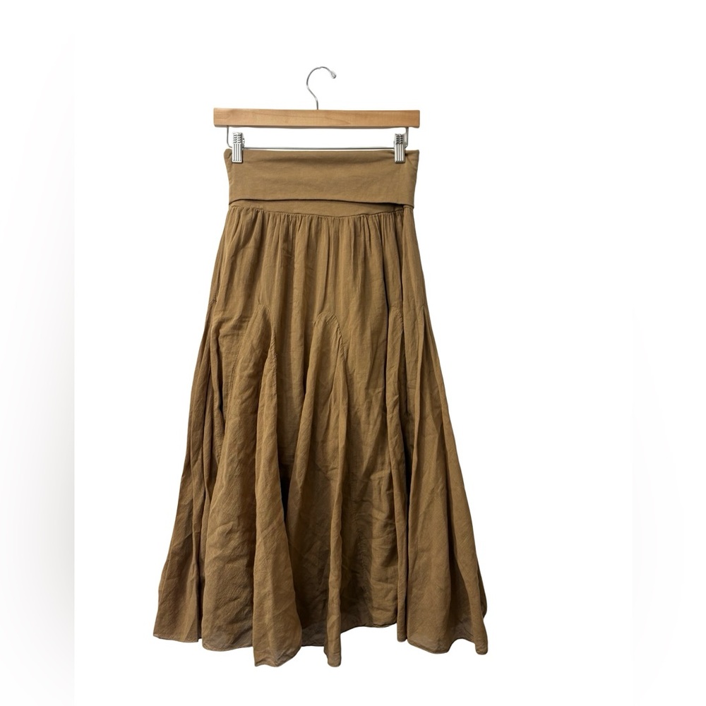 New Made in Italy 100% Cotton bandeau pleated midi skirt One size